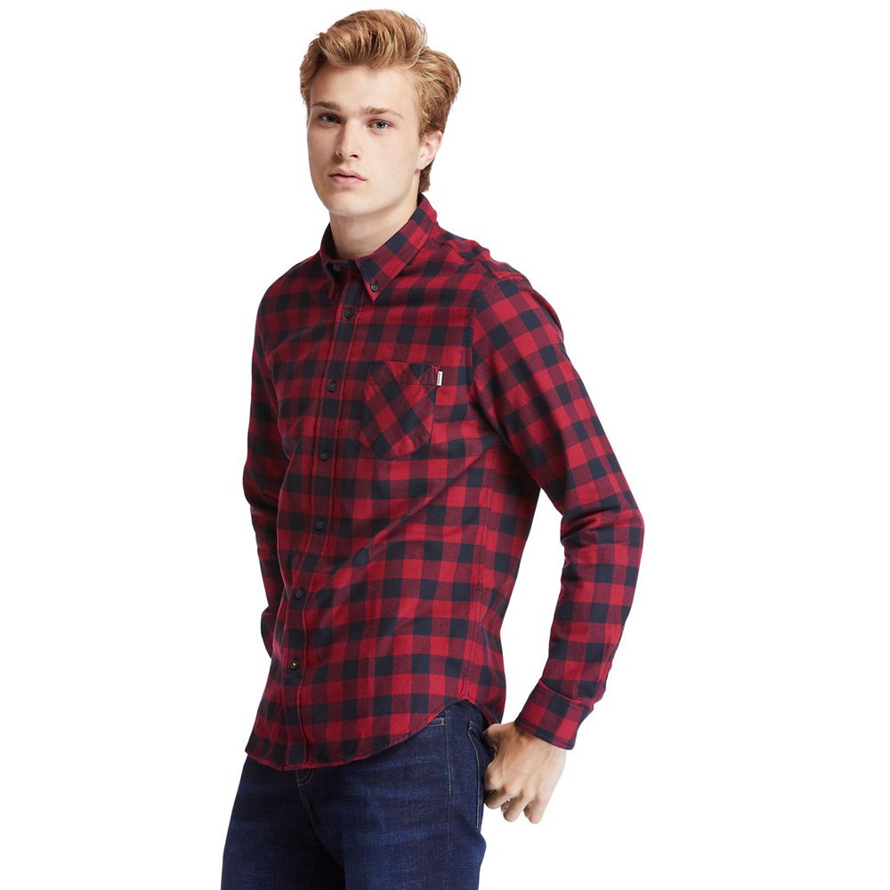 Camisa Masculino - Timberland Nashua River Long-Sleeve Flannel Check - WDGXY4610 - Vermelhas/Pretas